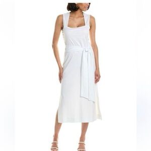 Vince White Square Neck Sleeveless Midi Sundress